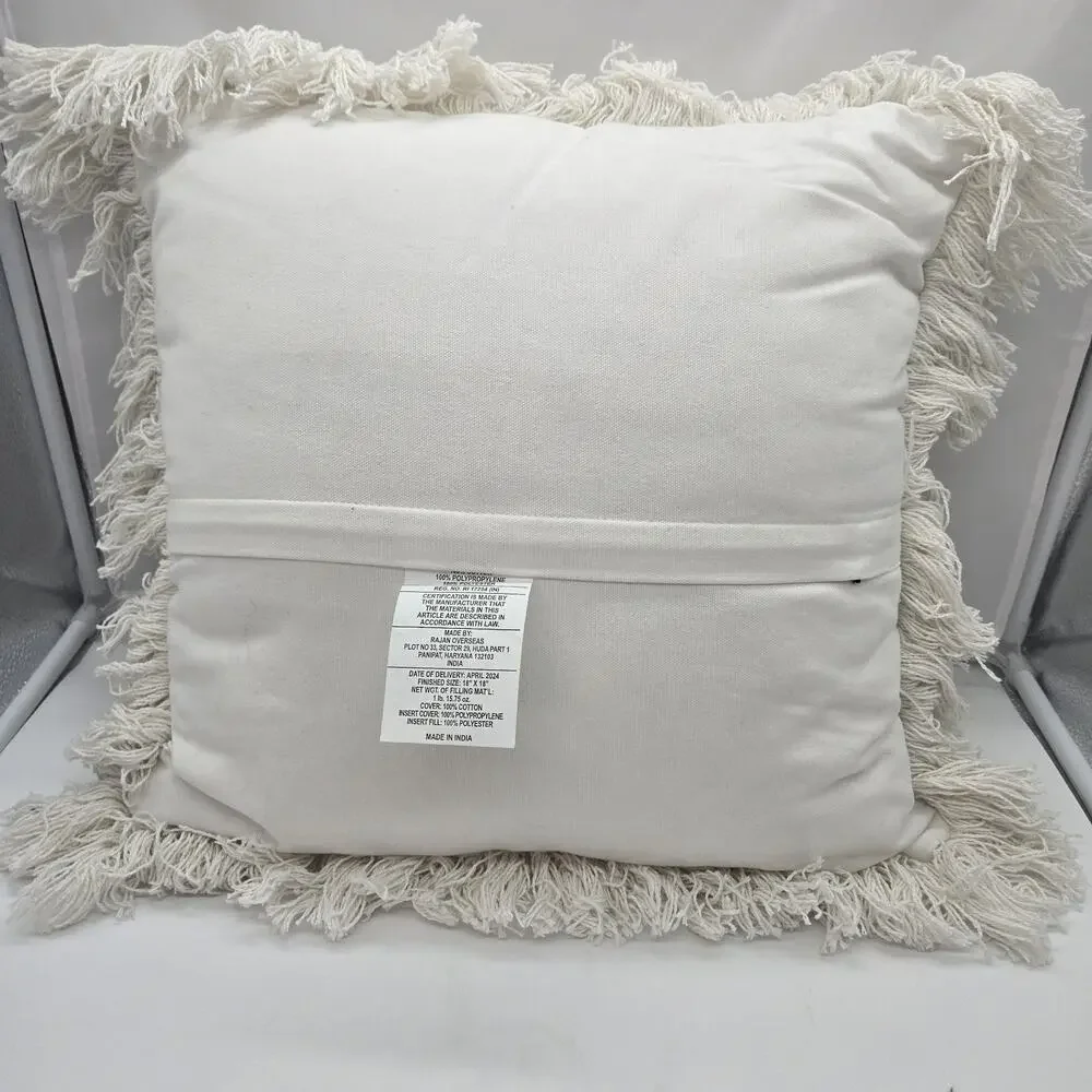 Sunflower Daisy Embroidered Shabby Chic Pillow Boho 70s 18x18